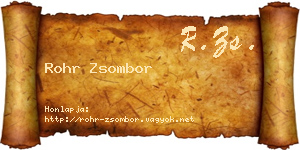 Rohr Zsombor névjegykártya